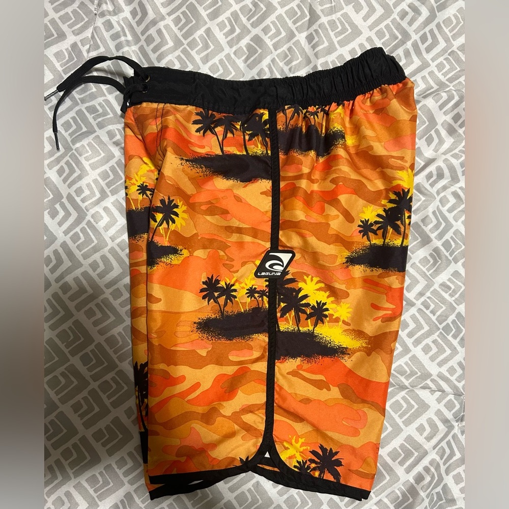 💰2/$10 Kids Laguna orange and yellow swim trunks-size med 10/12